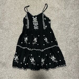 Urban Outfitters embroidered black babydoll dress